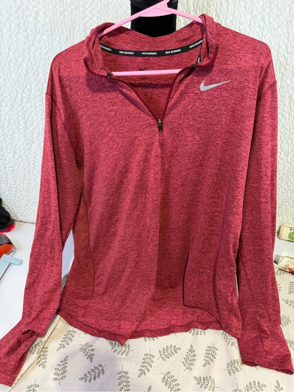 Nike Heather Red Women's Quarter-Zip Running Top